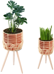 Set 2 Suporturi pentru ghivece Rattan Navaris dimensiuni variate interior/exterior 60955.01 