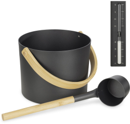 Set 3 accesorii sauna Navaris galeata lada si clepsidra 24x19 cm usor de utilizat 58372.01 