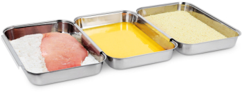 Set 3 Tavi Navaris 22x15x3 cm din inox pentru inmuiere si panare 44715.01 