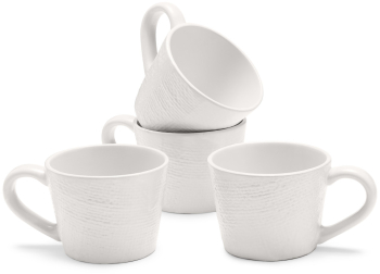 Set 4 Cani Navaris Linen Artisan 350ml 4 piese alb ceramica NAV001WX8DR028C 