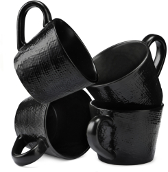 Set 4 Cani Navaris Linen Artisan 350ml 4 piese negru ceramica NAV001WX8DR029C