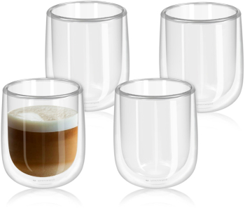 Set 4 pahare Navaris cu perete dublu 350 ml izolate termic sticla borosilicata 47547.01.2