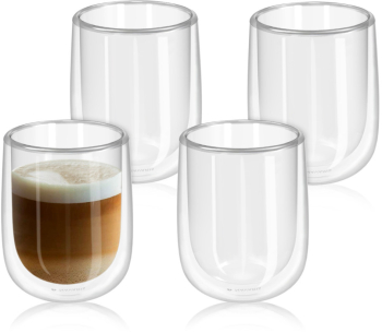Set 4 pahare Navaris cu perete dublu 450 ml izolate termic sticla borosilicata 47547.01.3