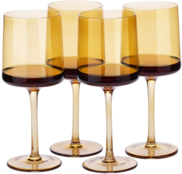 Set 4 pahare Vin Navaris 400 ml cu picior auriu design modern 56212.06