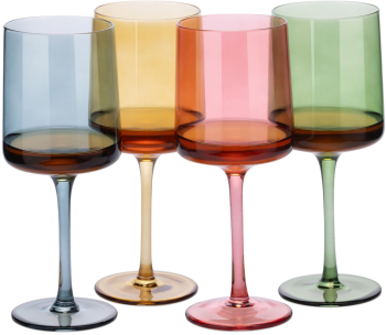Set 4 Pahare Vin Navaris 400 ml cu picior multicolor design modern 56212.07