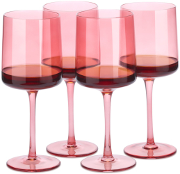 Set 4 Pahare Vin Navaris 400 ml cu picior roz design modern 56212.04 