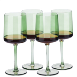 Set 4 Pahare Vin Navaris 400 ml cu picior verde design modern 56212.05