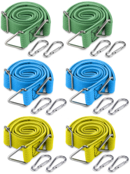 Set 6 Corzi elastice plate reglabile Navaris cu carabiniere pentru camping 57645.02 