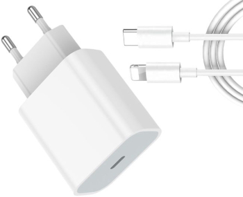 Set Incarcator Compatibil cu iPhone USB-C 20W Fast Charger si Cablu USB-C Lightning Compatibil cu iPhone 14 / 13 / 12 / 11 XS / X / 8 / 7 
