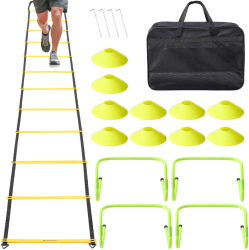 Set Navaris scara agilitate cu jaloane 12 trepte 6 m conuri geanta inclusa 61118.06 