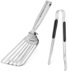 Set spatula si cleste pentru peste Navaris 30 cm din otel inoxidabil 60458.01 