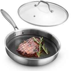 Tigaie mica din inox cu capac din sticla Navaris 26 cm pentru prajit si sotat NAV0000272Y002C 