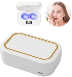 Aparat premium de curatat lentile de contact Curatare automata cu utrasunete Sterilizare si dezinfectare Incarcare USB 4 timpi de curatare 