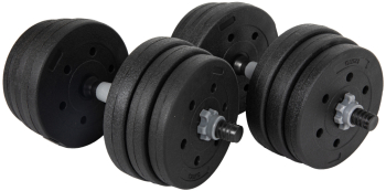 Set Gantere Reglabile 10 Kg din Compozit cu Bara pentru Haltera si 8 Discuri cu Grosime de 2.5 cm 