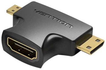 Adaptor HDMI soclu - mufa micro HDMI si mini HDMI mufa neagra VENTION AGFB0 