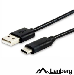 Cablu USB 2.0 USB A - USB C 3m negru fire Cupru LANBERG CA-USBO-20CU-0030-BK 
