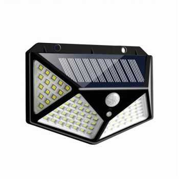 Lampa Solara KlaussTech cu Panou Solar 100 LED-uri Senzor de miscare IP65 Waterproof 2200 mAH ABS 600 lm Negru