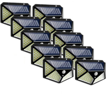 Set 10 x Lampa 100 LED cu panou solar senzor de miscare 3 moduri iluminare 