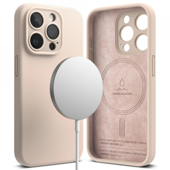 Husa pentru iPhone 15 Pro - Ringke Silicone Magnetic MagSafe - Pink Sand 