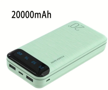 Large capacity portable powerbank usb-charger led display - green 20000mah 