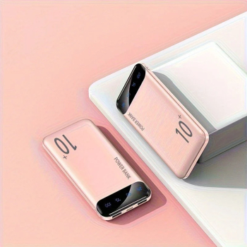 Large capacity portable powerbank usb-charger led display - pink 10000mah 