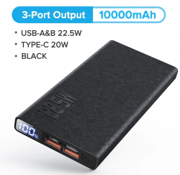 Qoovi powerbank pd 20w fast incarcare pentru itelefon xiaomi - 10000mah black 