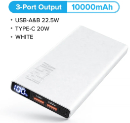 Qoovi powerbank pd 20w fast incarcare pentru itelefon xiaomi - 10000mah white 