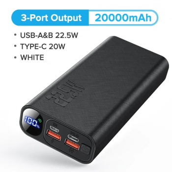 Qoovi powerbank pd 20w fast incarcare pentru itelefon xiaomi - 20000mah black 