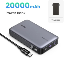 Ugreen 140w 25000mah powerbank pd fast incarcare pentru laptop xiaomi - 20000mah 