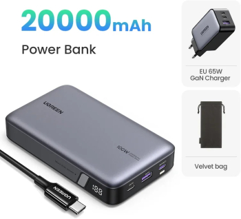 Ugreen 140w 25000mah powerbank pd fast incarcare pentru laptop xiaomi - 20000mah eu bundle 