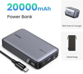 Ugreen 140w 25000mah powerbank pd fast incarcare pentru laptop xiaomi - 20000mah uk bundle 