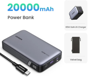 Ugreen 140w 25000mah powerbank pd fast incarcare pentru laptop xiaomi - 20000mah us bundle 