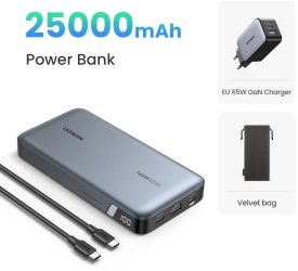 Ugreen 140w 25000mah powerbank pd fast incarcare pentru laptop xiaomi - 25000mah eu bundle 