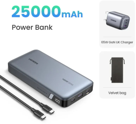 Ugreen 140w 25000mah powerbank pd fast incarcare pentru laptop xiaomi - 25000mah uk bundle 
