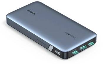 Ugreen 145w powerbank 25000mah incarcator portabil usb-c 3-port pd3.0 battery pack digital display 65w fast recharge - gray 