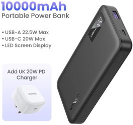 Ugreen 22.5w 10000mah powerbank fast incarcare pentru itelefon and xiaomi - 10000mah uk charger 