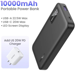 Ugreen 22.5w 10000mah powerbank fast incarcare pentru itelefon and xiaomi - 10000mah us charger 