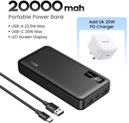 Ugreen 22.5w 10000mah powerbank fast incarcare pentru itelefon and xiaomi - 20000mah uk charger 