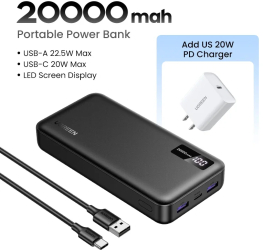 Ugreen 22.5w 10000mah powerbank fast incarcare pentru itelefon and xiaomi - 20000mah us charger 