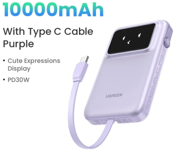 Ugreen powerbank wireless fast incarcare - cu cablu purple 