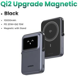 Ugreen uno magnetic wireless fast incarcare powerbank - qi2 15w bk 