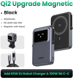 Ugreen uno magnetic wireless fast incarcare powerbank - qi2 eu bundle bk 