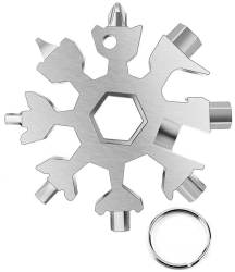 Cheie multifunctionala tip breloc 18 in 1 forma de fulg metal argintiu Vivo 18MT-SILVER 