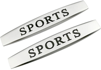 Set 2 x Embleme auto metalice autoadezive model SPORTS finisaj Crom dimensiune 10 x 1 5 cm 