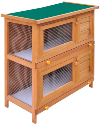 Cusca din Lemn pentru Iepuri sau Animale Mici cu 2 Compartimente Dimensiuni 90x45x90 cm 