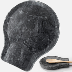 Set 2 suporturi pentru lingura Navaris din marmura antiderapante negru 61947.02 