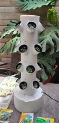 Sistem hidroponic vertical 6 niveluri 30 locuri set complet cu pompa si substrat pentru plantarea semintelor