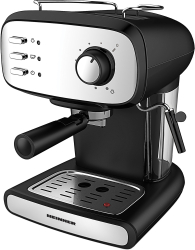 Espressor manual Heinner Black Boquette HEM-1100BKX 850W 15bar rezervor detasabil 1.2L filtru dublu din inox Negru/Inox 