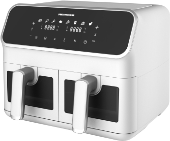 Friteuza dubla cu aer cald Heinner HAF-H8DB17WH 1700W 8L display digital touch 8 programe alb 