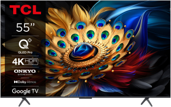 Televizor TCL QLED 55C655 139 cm Smart Google TV 4K Ultra HD Clasa F Model 2024 